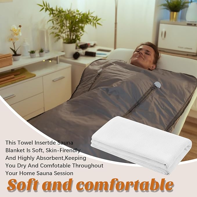 Juexica 1 Pack 70" x 30" Sauna Blanket Insert Towel Cotton Soft Waffle - Image 3
