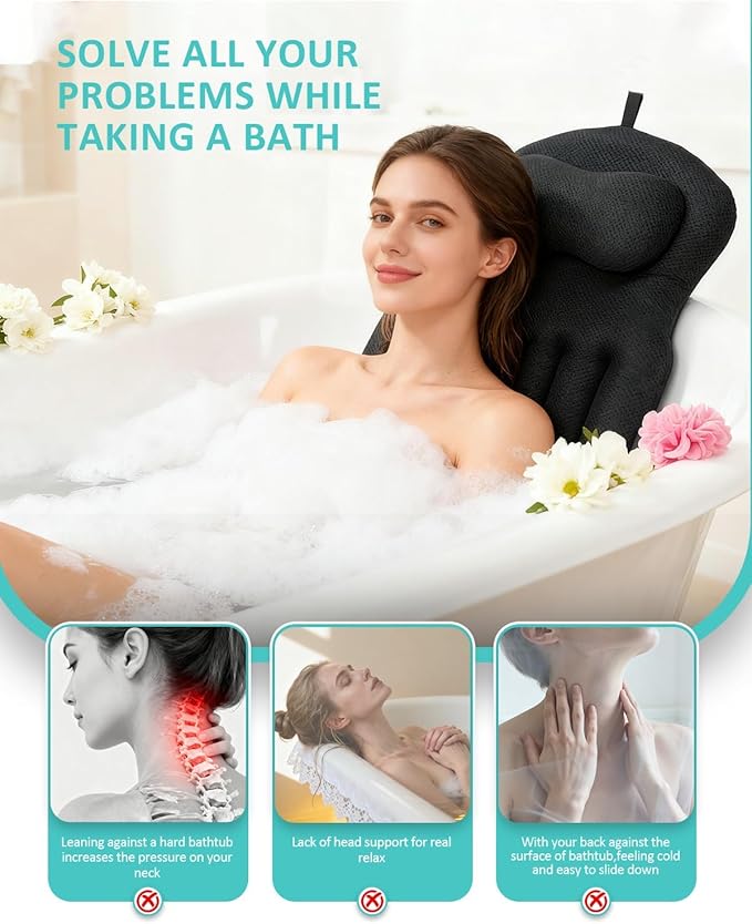 Full Body Bath Pillow for Bathtub, 5D Thick Tub Pillow for Bathtub - Image 3