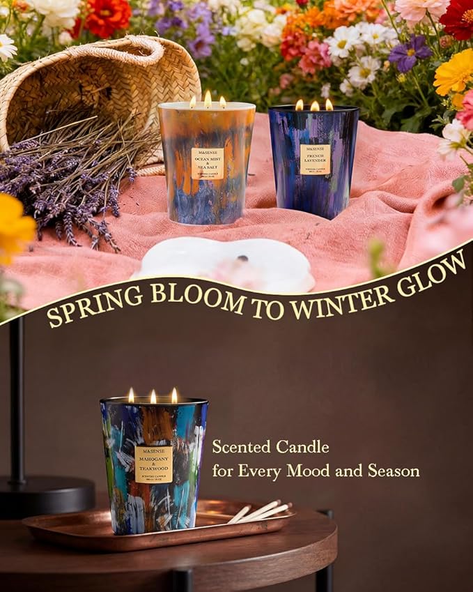 M&SENSE Summer Night Scented Soy Large Candle, 3-Wick 35oz 150 Hours Non-Toxic - Image 5