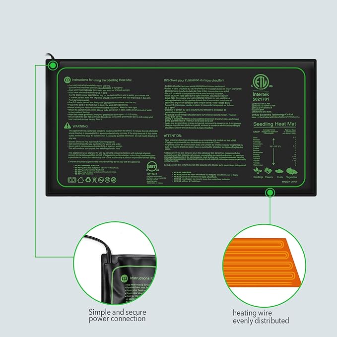 2PK Seedling Heat Mat with ETL Listed, Warm Hydroponic Heating Pad - Image 5