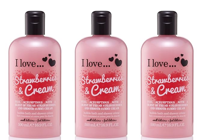 I Love Strawberries and Cream Bath and Shower Cream - Image 2