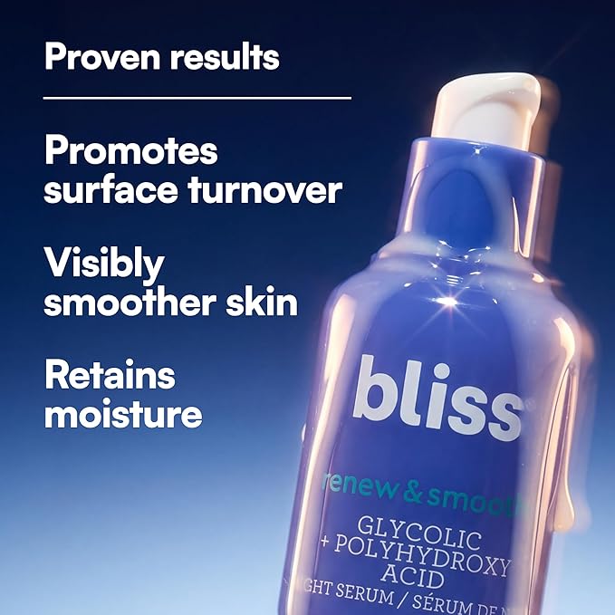 Bliss Renew & Smooth Night Serum – Glycolic Acid + Polyhydroxy Acid Exfoliating - Image 2