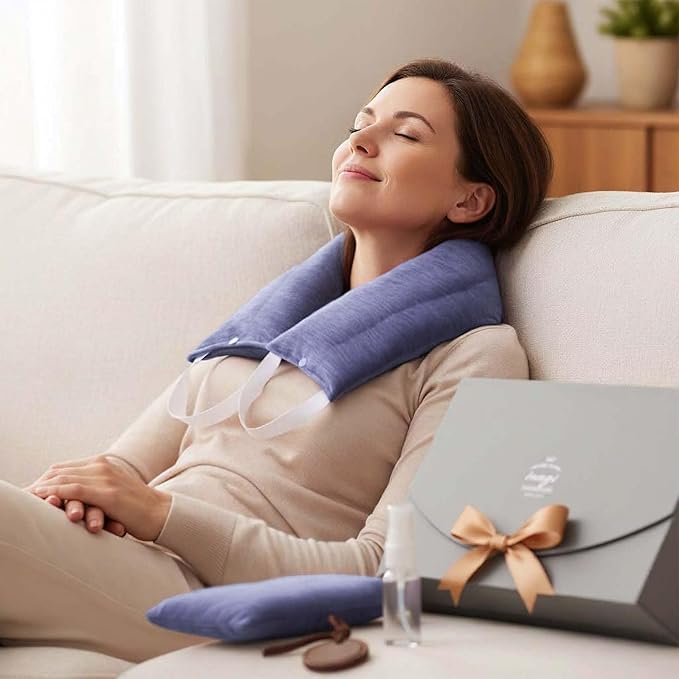 Microwave Heating Pad for Neck – Microwavable Neck Wrap & Eye Mask Set for Neck - Image 2