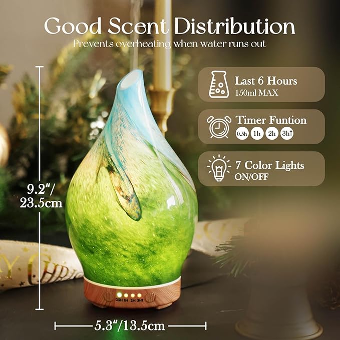Porseme 150ml Essential Oil Diffuser Glass Color Changing Aroma Air Diffusers - Image 3
