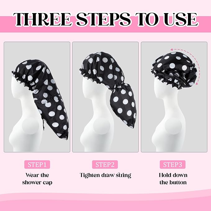 2 Pcs Large Shower Cap for Braids, Extra Long Shower Cap for Women Long Hair & - Image 4
