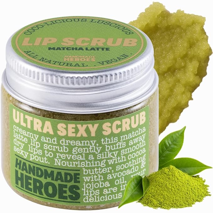 Handmade Heroes Matcha Latte Lip Scrub 1oz 100% Natural Vegan Skin Care Deep by HandmadeHeroes