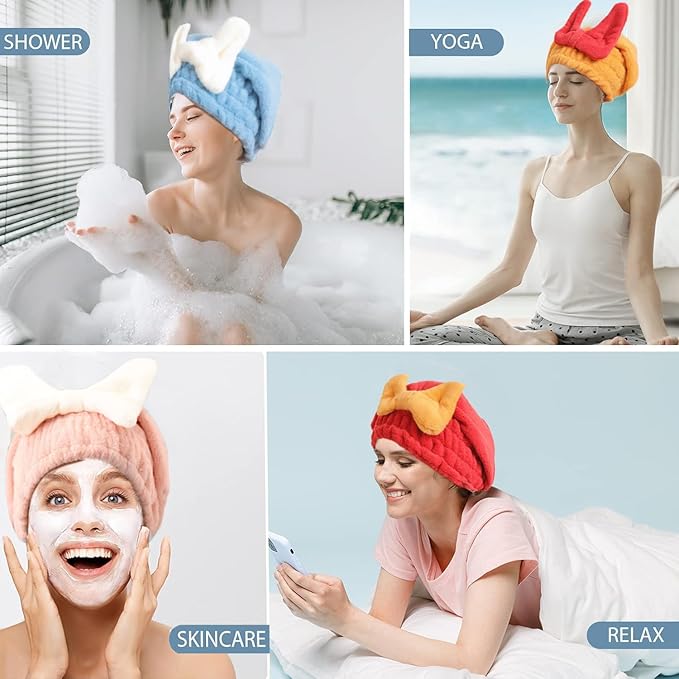 Microfiber Hair Drying Cap, Ultra Absorbent Hair Towel Wrap Turban - Image 7