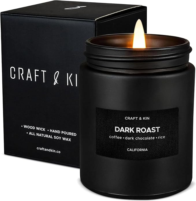 Craft & Kin Premium Dark Roast Coffee Candle | Black Scented Candles by CraftKin