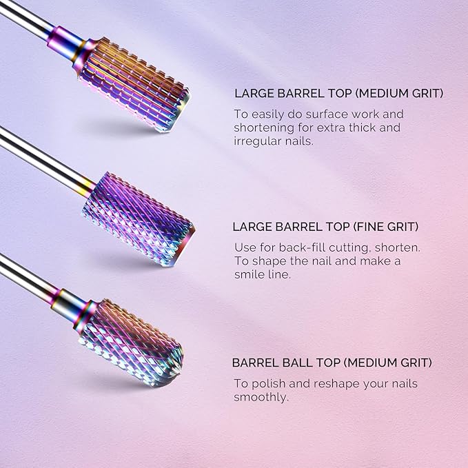 MelodySusie Nail Drill Bits Set, 3/32'' Professional Nail Bits - Image 4