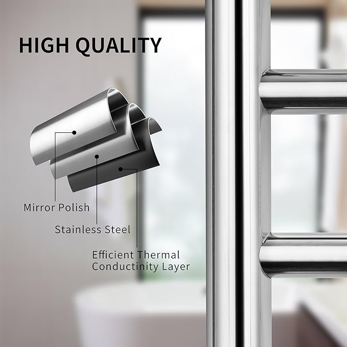 Freestanding Towel Warmer 10 Bars Plug-in Option 3 Working Modes Mirror - Image 3