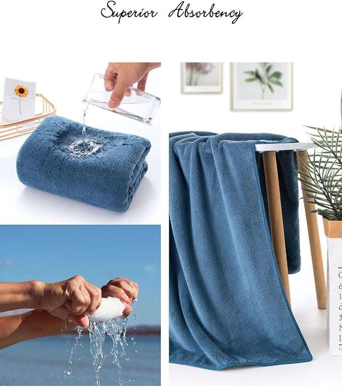 Lumimi Towel Set of 8 Very Soft Microfiber 4 Bath and 4 Hand Towels Quick Dry - Image 3