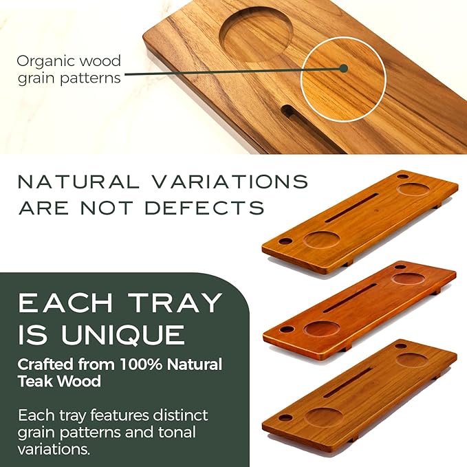 Teak Bathtub Tray for Tub 35” | Bath Tub Tray Wood for Large & Freestanding Tubs - Image 13