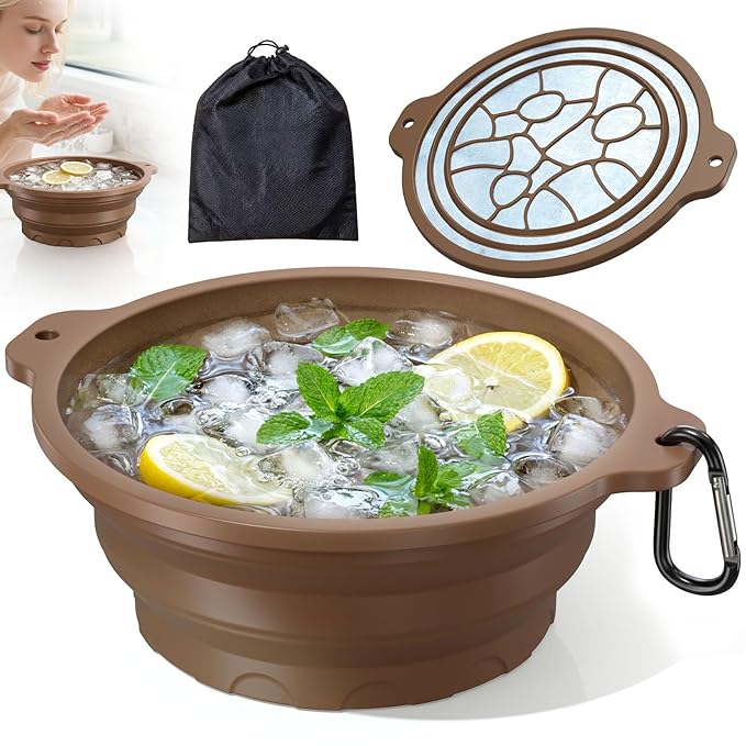 Ice Face Bowl with Built-in Ice Tray, Collapsible Silicone Facial Ice Bath Bowl by Dtuoen