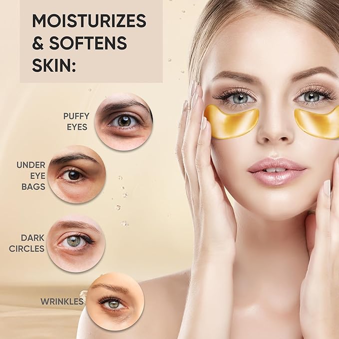 40 Pcs/20 Pairs 24K Gold Eye Mask Collagen Under Eye Mask Patches - Image 4