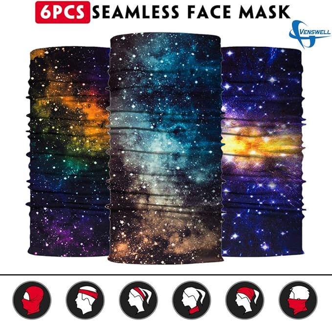 Venswell Neck Gaiter Face Mask Men Women, Seamless Bandana Rave Face Cover - Image 3