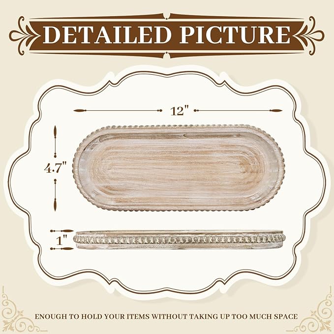MAONAME Oval Long Narrow Wood Tray, Rustic Decorative Tray - Image 2