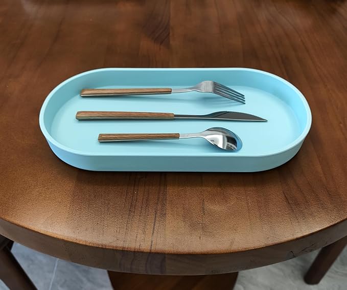 Blue Small Tray, Oval Tray for Kitchen Counter, Bathtub Bathroom Vanity Items - Image 8
