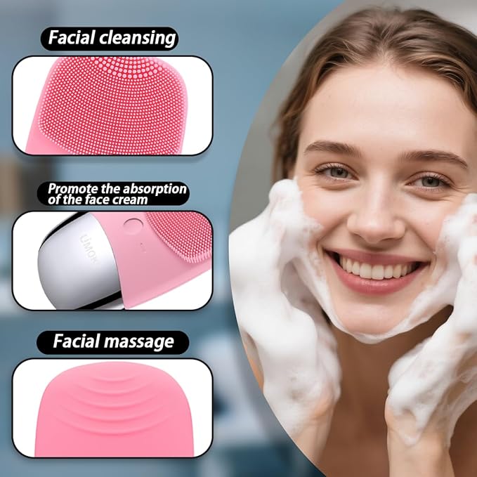 Facial Cleansing Brush, 3-in-1 Electric Silicone Face Scrubber, Vibrating - Image 3
