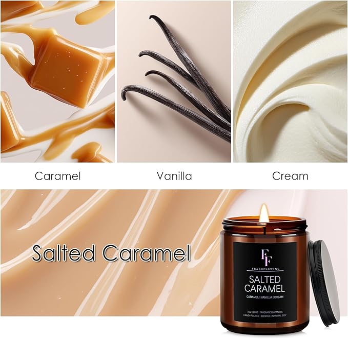 Salted Caramel Scented Candle for Home Soy Wax Candle, Aromatherapy Candle Gift - Image 2