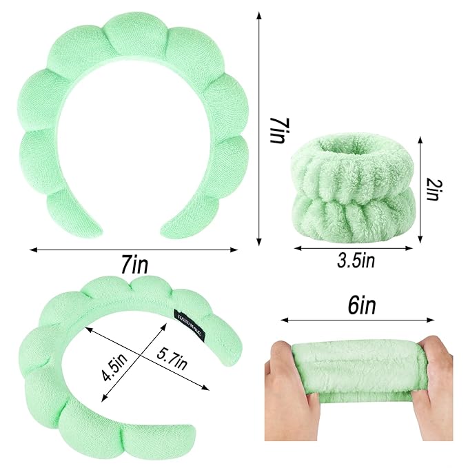 Zkptops Spa Headband for Washing Face Wristband Set Sponge Makeup Skincare - Image 6