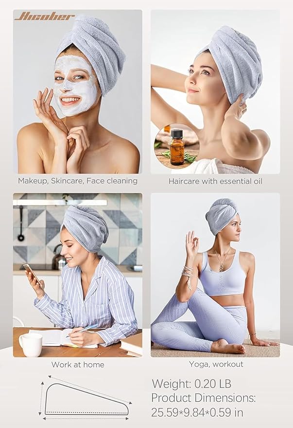 Hicober Microfiber Hair Towel, 3 Packs Hair Turbans - Image 6