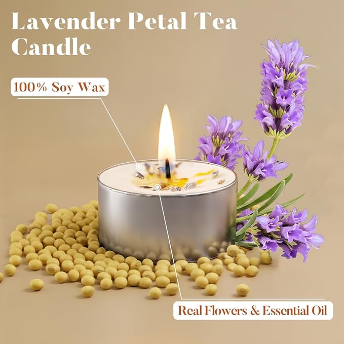 8 Pack Laven​der Tealight Candles - Image 2