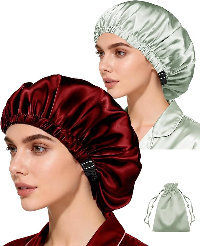 3Pcs Hair Bonnets For Sleeping Satin Bonnet For Women Silk Bonnets Womens Curly by WJingYiJia
