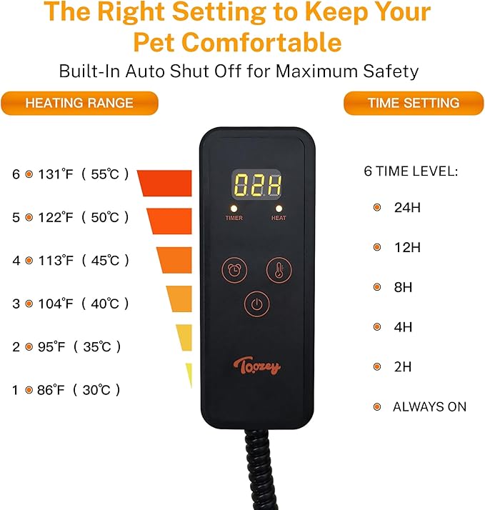 Toozey Pet Heating Pad, 6 Adjustable Temperature Dog Cat Heating Pad - Image 3