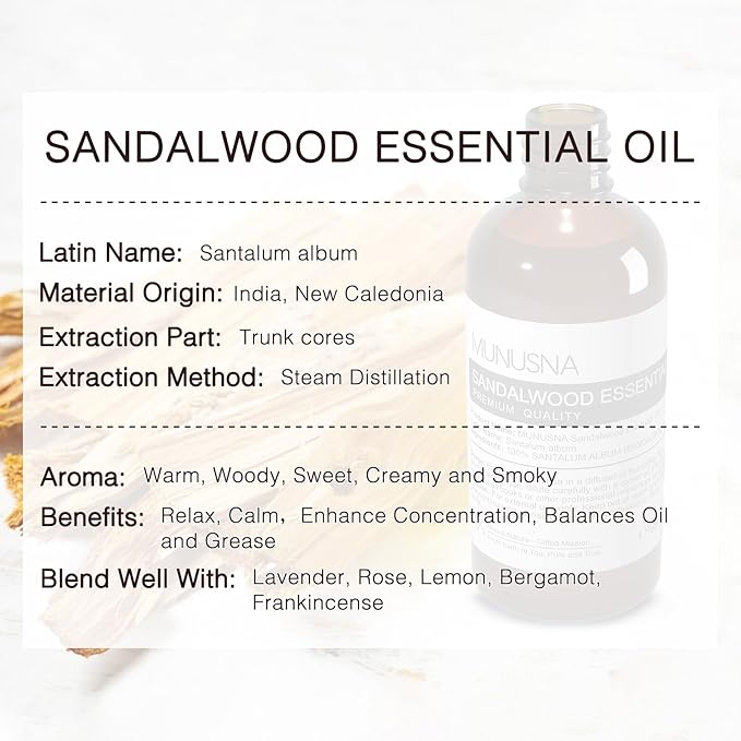 Sandalwood Essential Oil 100ML, 100% Pure Natural Sandalwood Oil Premium Grade - Image 3