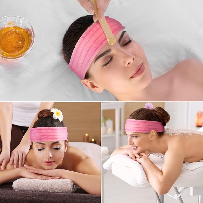 Chuangdi 100 Pieces Disposable Spa Headbands Soft Non-woven Facial Hair Band - Image 6