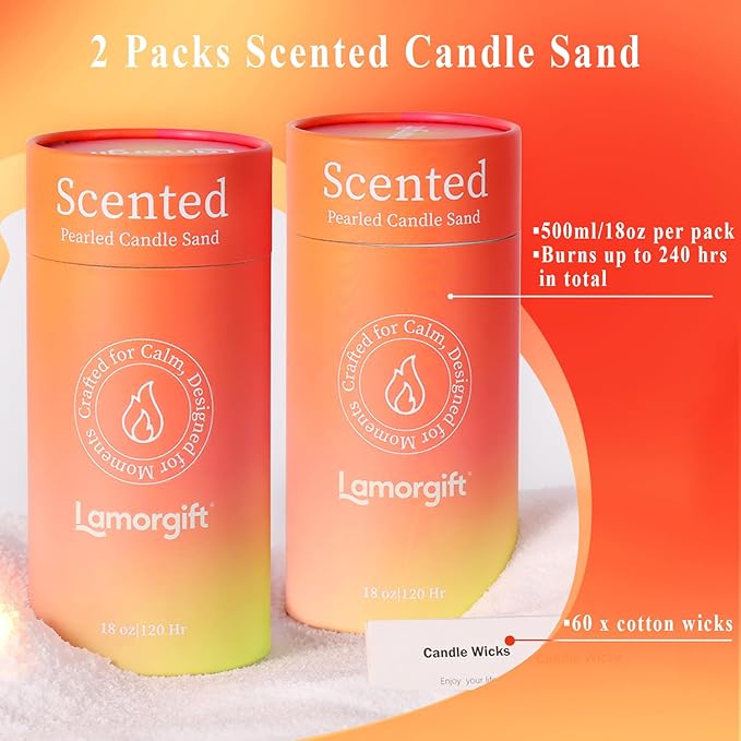 36oz Scented Candle Sand Wax, Citrus& Lavender- 2 Tubes Scented Pearled Candles - Image 4