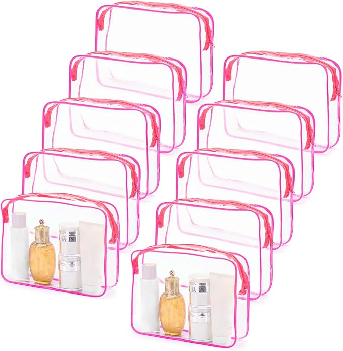 Tbestmax 10 Pack Clear Cosmetic Bags Makeup Bags Portable Waterproof TSA - Image 8