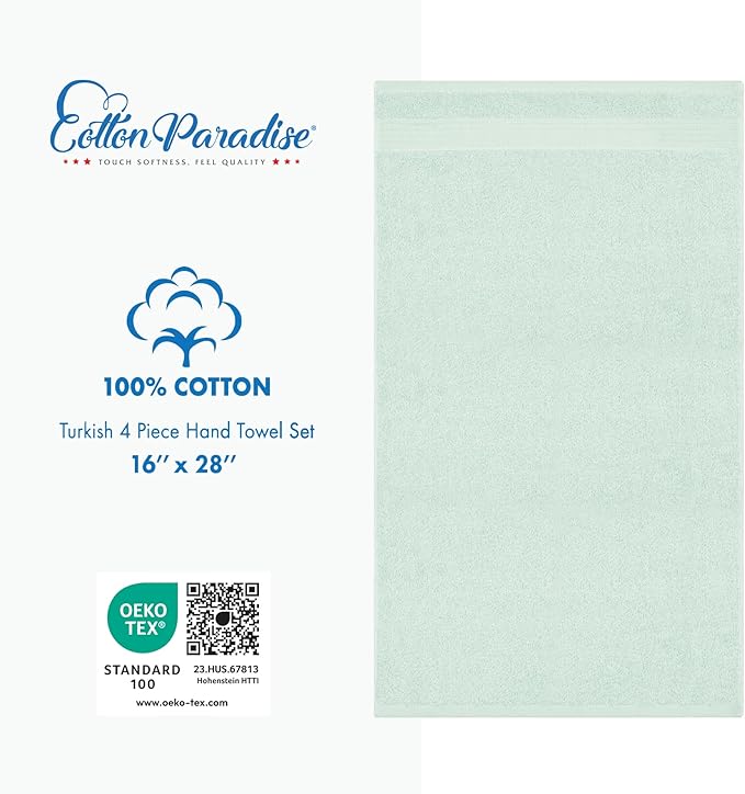 Cotton Paradise Hand Towels for Bathroom, 100% Cotton Turkish 4 Piece Hand - Image 4