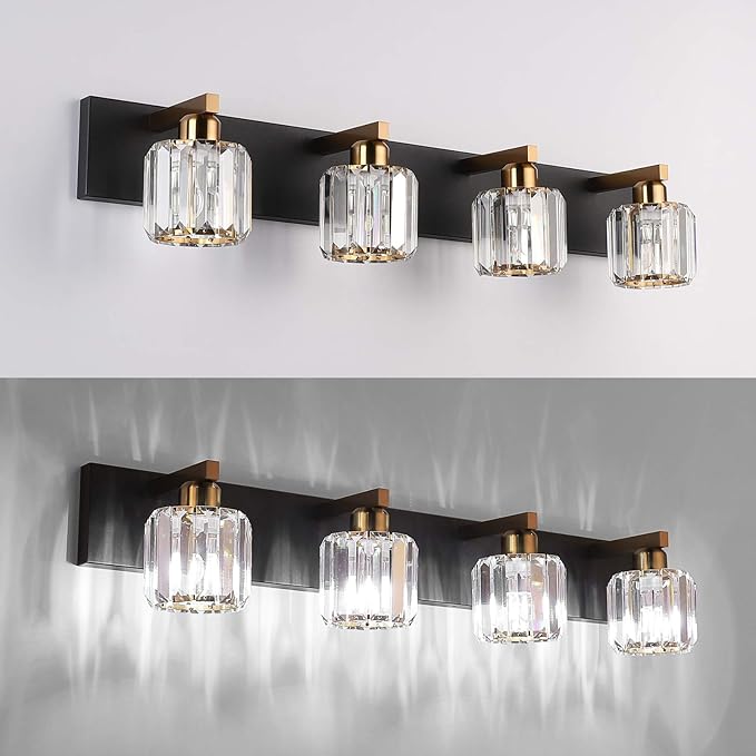 Aipsun Crystal Bathroom Vanity Lighting Black Vanity Light Fixtures Modern - Image 3