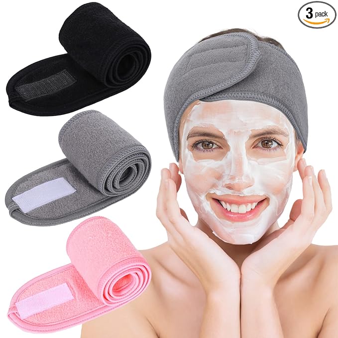 Whaline Spa Facial Headbands 3 Pieces Make Up Wrap Head Terry Cloth Headband by Whaline