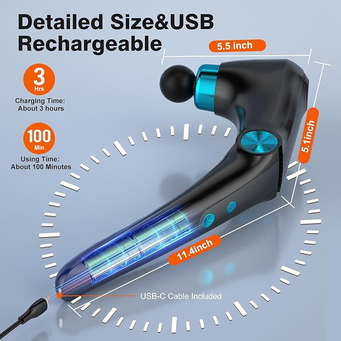 Back Massager with Heat & Cold Therapy, Foldable Deep Tissue Massage Gun - Image 7