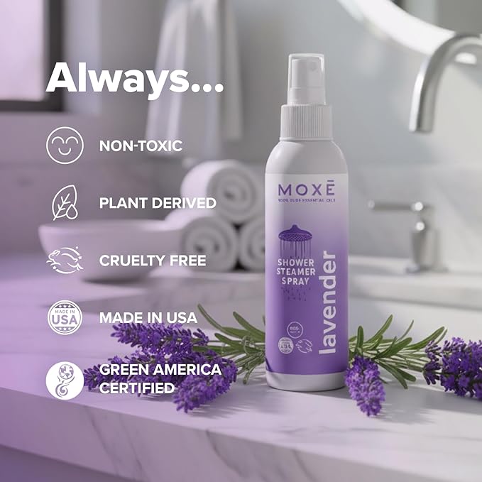 MOXE Lavender Oil Shower Mist, Spa Steam Spray, Certified Natural 100% - Image 6