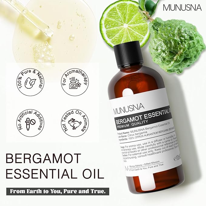 Bergamot Essential Oil 100ML, 100% Pure Natural Bergamot Oil Premium Grade - Image 2