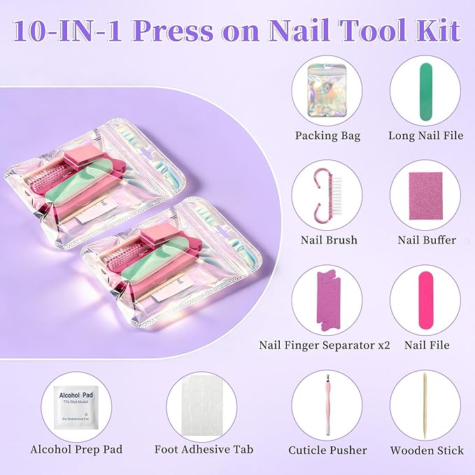 TADOPRO Press On Nail Tool Kit, Disposable Nail Prep Kit - Image 2