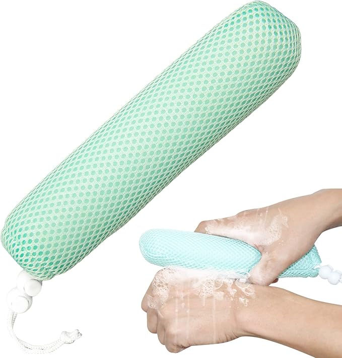 Bath Brush Head with Sponge, Back Scrubber Bath Mesh Bath Body Brush Head - Image 4