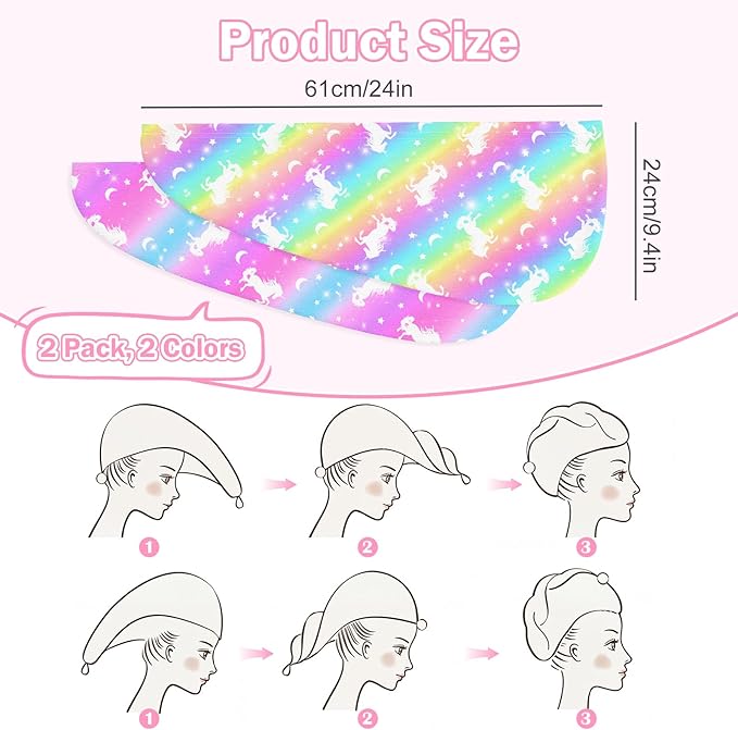 Microfiber Hair Towel Wrap for Kids Hair Drying Towel Wrap - Image 7
