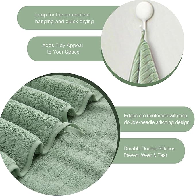 Hailea Hand Towels Set 16x31 Inches, Soft Microfibers Bathroom Towel Set 2 Pack - Image 3