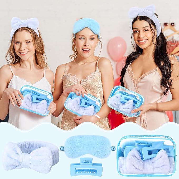 Hoteam 24 Pcs Spa Party Favors Supplies 6 Spa Headband 6 Plush Sleep Eye Mask 6 - Image 3