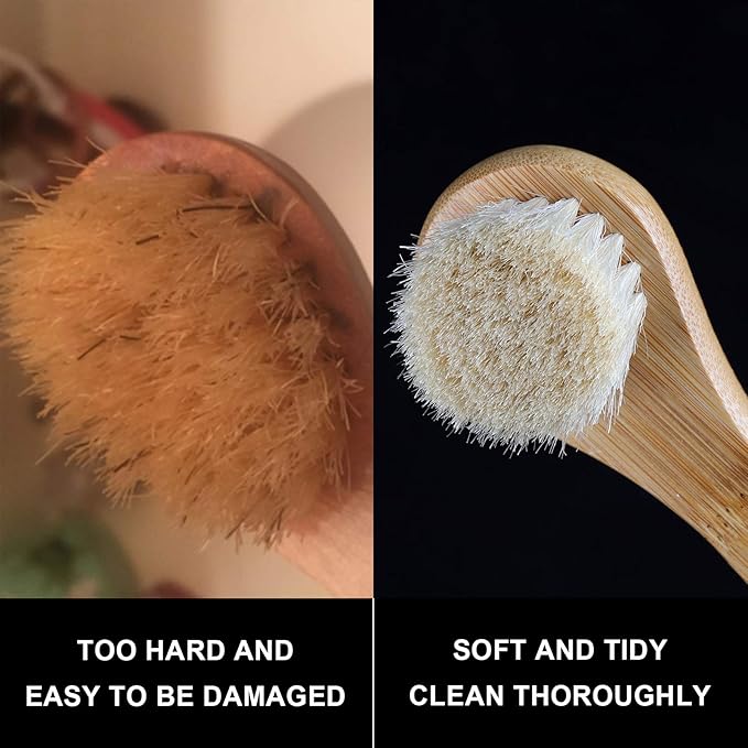 Facial Cleansing Brush, Natural Horsehair Exfoliator Face & Body Brush Wooden - Image 8