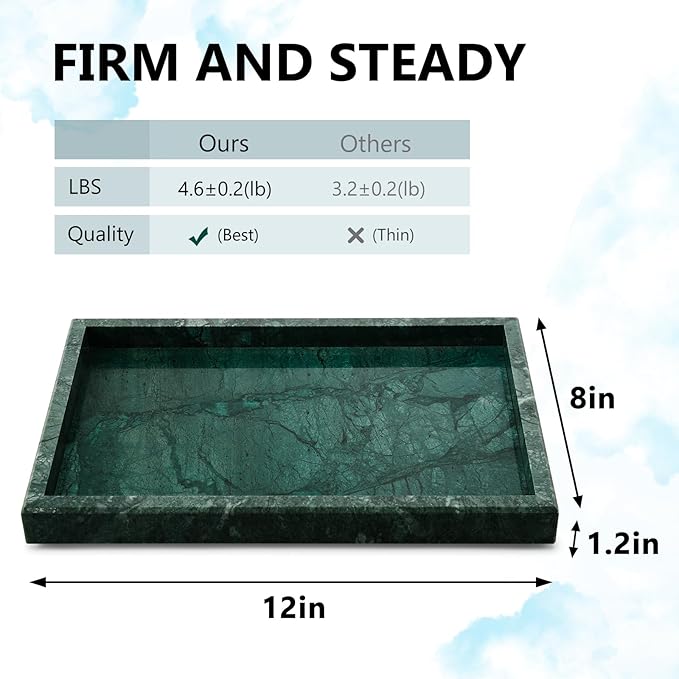 Real Natural Marble Tray for Bathroom, Kitchen and Desktop, Rectangle Genuine - Image 2