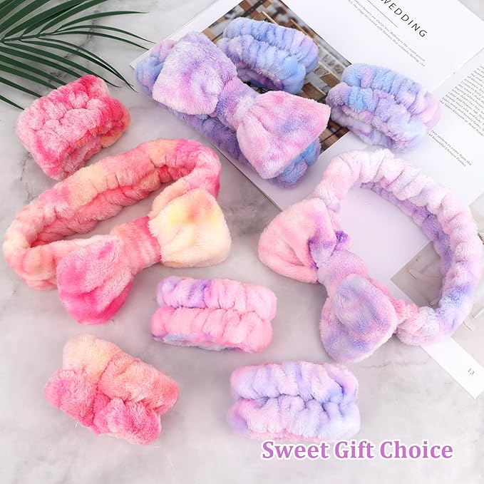 CIEHER 12 PCS Makeup Headband for Women Wrist Washband Scrunchies Cuffs for - Image 7