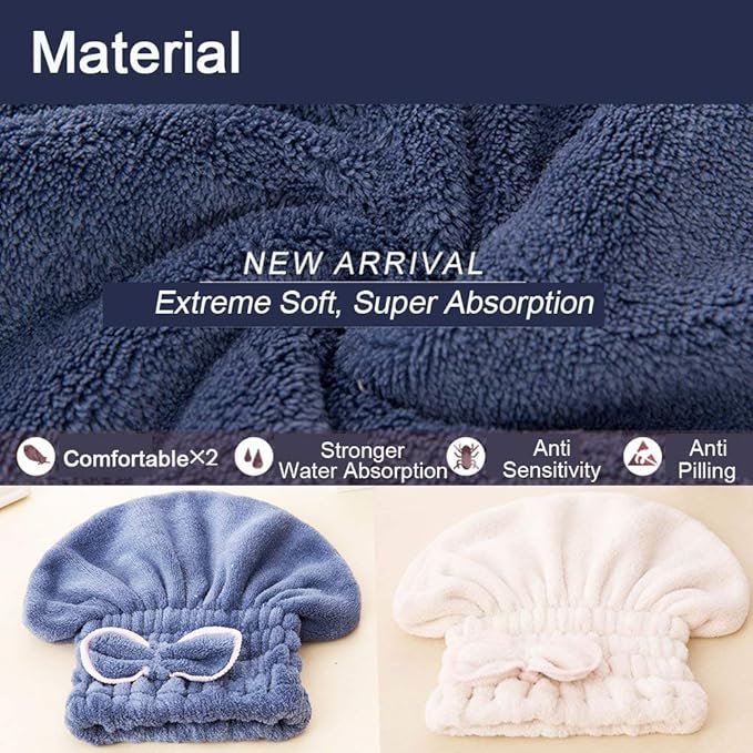 Jseng 3PC Microfiber Hair Towel Caps, Extreme Soft & Ultra Absorbent, Fast - Image 5
