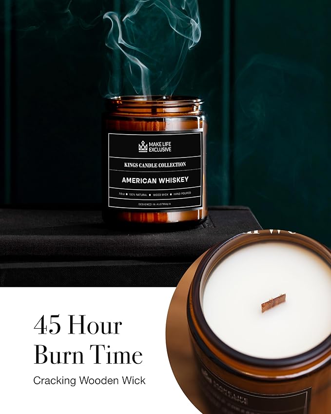 Scented Candles for Men | Whiskey Scented | Wooden Wick, Long Lasting, - Image 5