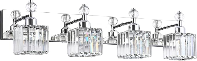 PRESDE Crystal 4 Light Bathroom Vanity Lights Chrom Vanity Light by HOME