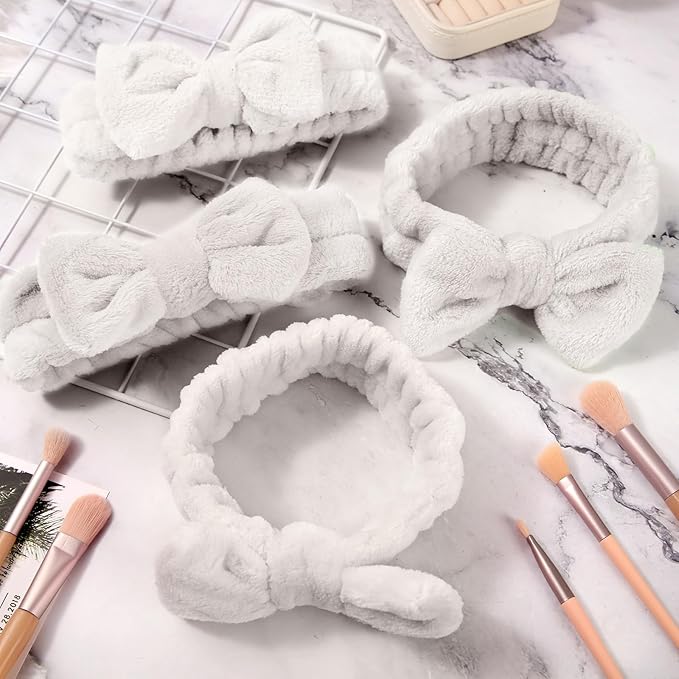 Tigeen 52 Pieces Spa Headband for Washing Face Bulk Soft Coral Fleece Skincare - Image 5